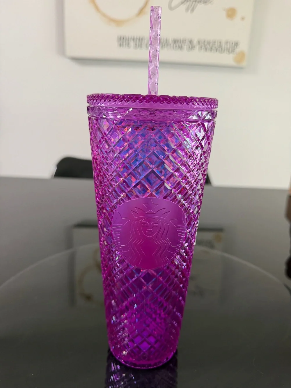 NWT Starbucks Venti Iridescent Purple Jeweled Cold Cup